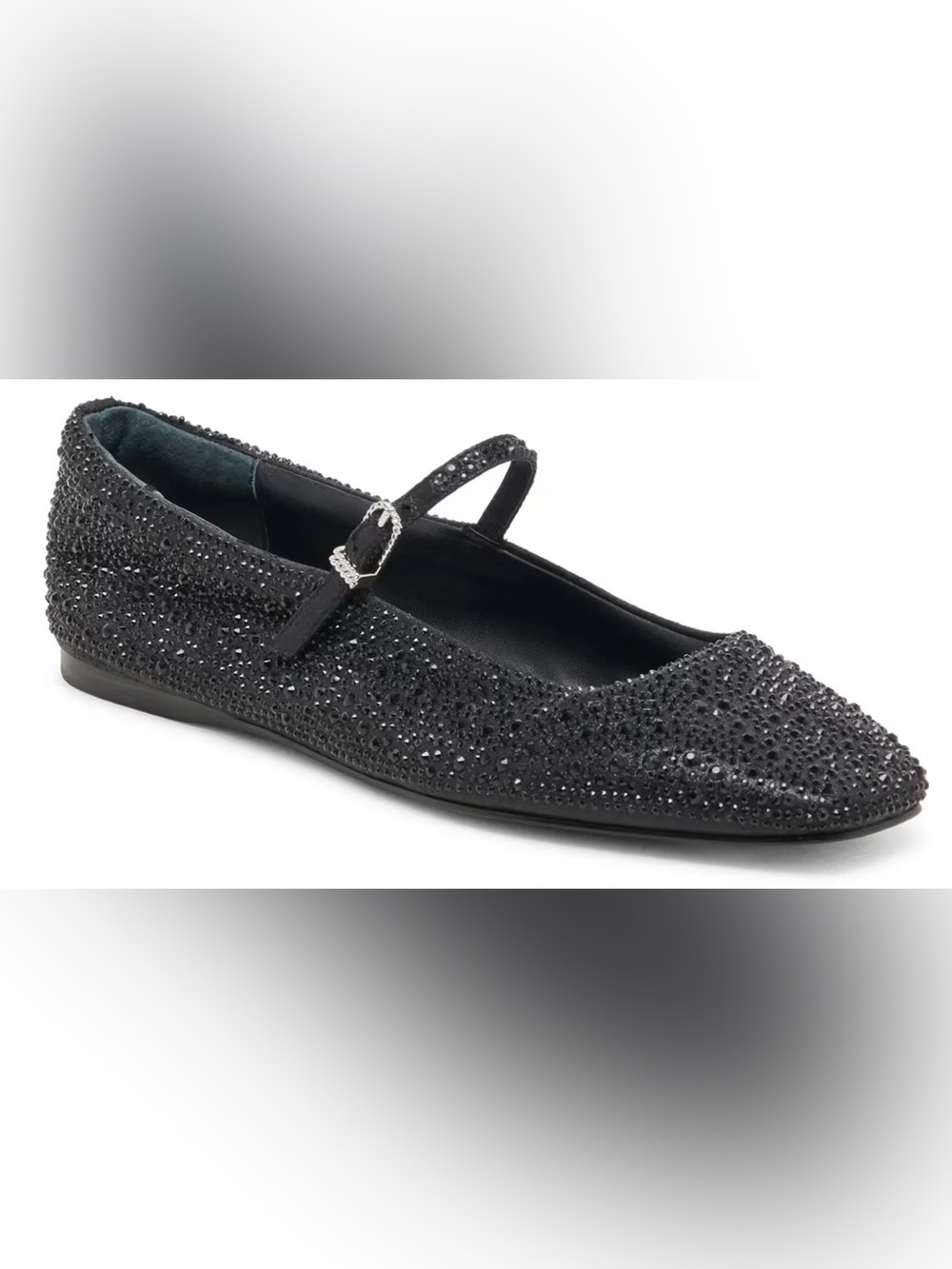 Black Crystal-Embellished Flats